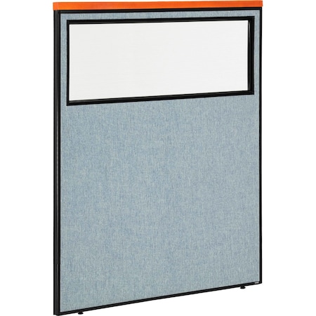 Interion By Global Industrial Interion Deluxe Office Partition Panel with Partial Window, 48-1/4inW x 61-1/2inH, Blue 694668WBL
